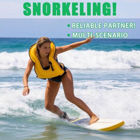 4 Pcs Inflatable Snorkel Vest Adults, Portable Swim Vest Jackets, Adjustable Kayaking Jackets Safety Vests for Snorkeling Swimming Surfing Diving in Kuwait