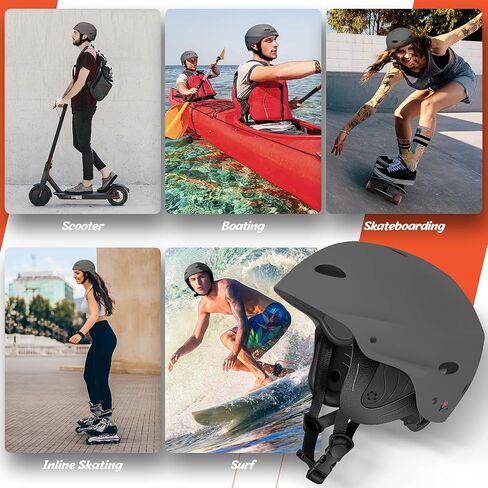 Vihir Adjustable Outdoor Water Sports Helmet with Ear Protection and Ventilation Holes - Ideal for Kayaking, Paddleboarding, and Rafting in Kuwait