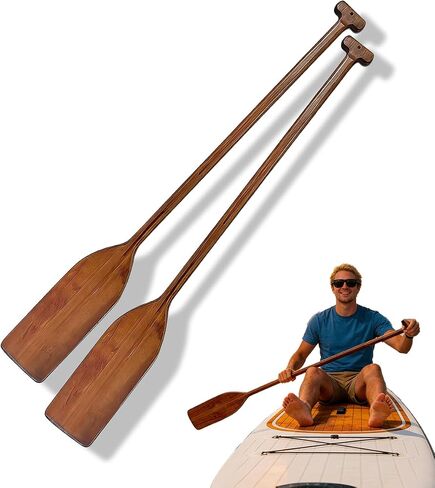2 Pcs Wooden Oars Vintage Style, 48 Inch Solid Pine Boat Wooden Canoe Paddles, for Water Sports, Family DIY Decoration, Kayaking,Outdoor Enthusiasts, Rowing in Kuwait