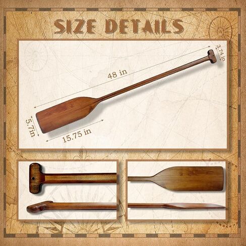 2 Pcs Wooden Oars Vintage Style, 48 Inch Solid Pine Boat Wooden Canoe Paddles, for Water Sports, Family DIY Decoration, Kayaking,Outdoor Enthusiasts, Rowing in Kuwait