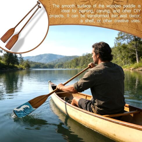 2 Pcs Wooden Oars Vintage Style, 48 Inch Solid Pine Boat Wooden Canoe Paddles, for Water Sports, Family DIY Decoration, Kayaking,Outdoor Enthusiasts, Rowing in Kuwait