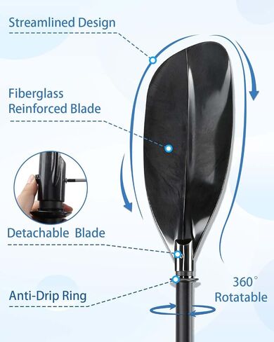 Adjustable Kayak Paddle for Adults, Kayak Paddles 60-90" Length Kayaking Boating Canoeing Oar Outdoors Kayak Paddle Fihsing Kayak Oar Thickened Stainless Steel Less Likely to Break in Kuwait