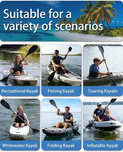 Adjustable Kayak Paddles, Kayak Paddle for Adults 60-85" Lightweight paddle Blades Comfortable Matte Black feel Easy to carry Kayaking Oars heavy duty for canoes kayaks small boats Canoeing Oar in Kuwait