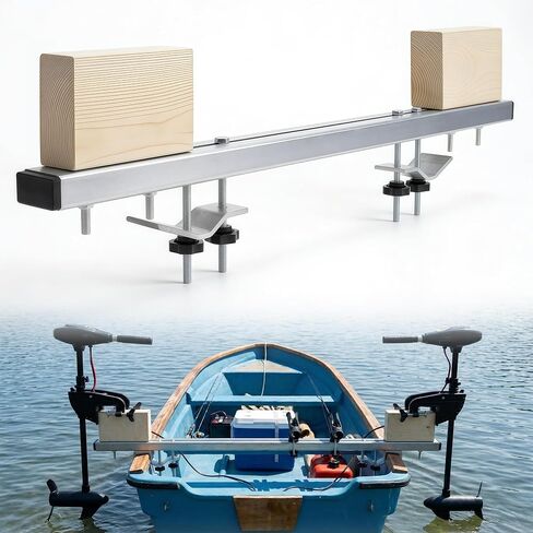 Universal Canoe/Kayak Trolling Motor Mount Kit, Heavy Duty Canoe Trolling Motor Mount Bracket Adjustable Kayak Motor Mount with 2 Block for for Fishing & Small Boats, No Drill in Kuwait