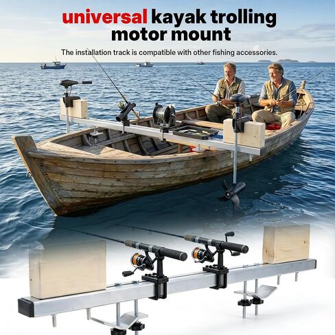 Universal Canoe/Kayak Trolling Motor Mount Kit, Heavy Duty Canoe Trolling Motor Mount Bracket Adjustable Kayak Motor Mount with 2 Block for for Fishing & Small Boats, No Drill in Kuwait
