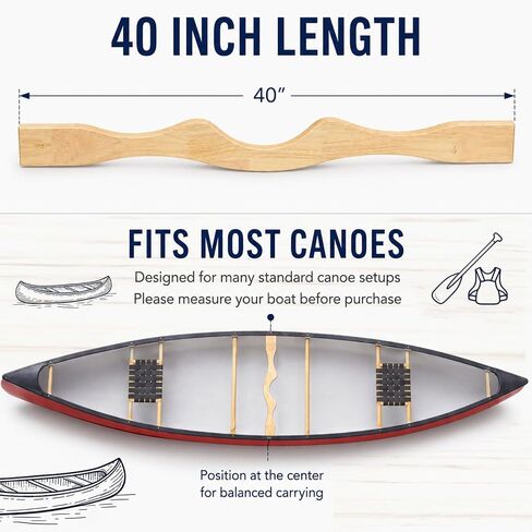 40'' Extra Long Canoe Yoke Carrying Yoke Fits Most Boats Comfortable Portage Support Clear Finished Curved Wood with Beam Ergonomic Shoulder in Enhanced Frame Rigidity for Durable Usage in Kuwait