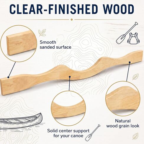 40'' Extra Long Canoe Yoke Carrying Yoke Fits Most Boats Comfortable Portage Support Clear Finished Curved Wood with Beam Ergonomic Shoulder in Enhanced Frame Rigidity for Durable Usage in Kuwait
