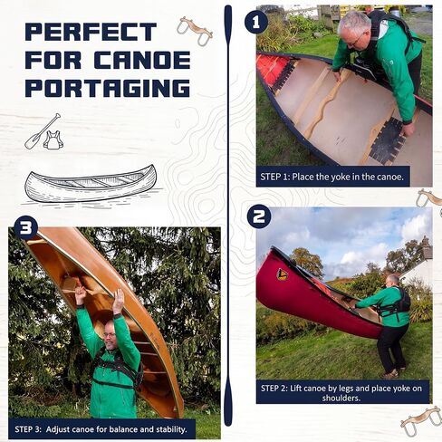 40'' Extra Long Canoe Yoke Carrying Yoke Fits Most Boats Comfortable Portage Support Clear Finished Curved Wood with Beam Ergonomic Shoulder in Enhanced Frame Rigidity for Durable Usage in Kuwait