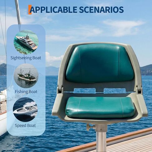 2 Pack Folding Low Back Boat Seats, Fishing Boat Seat, with Thick Sponge Padding, Hinges, Fold-Down Design & Camo Finish, for Speedboat Canoe Sightseeing Vessels, Dark Green in Saudi Arabia