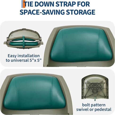 2 Pack Folding Low Back Boat Seats, Fishing Boat Seat, with Thick Sponge Padding, Hinges, Fold-Down Design & Camo Finish, for Speedboat Canoe Sightseeing Vessels, Dark Green in Saudi Arabia