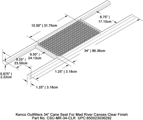 Kenco Outfitters 34" Cane Canoe Seat for Mad River Canoes - Clear Finish in Kuwait