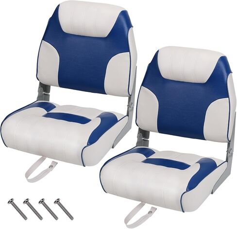 2 Pack Folding Low Back Boat Seats, Fishing Boat Seat, with Thick Sponge Padding, Hinges, Fold-Down Design & Camo Finish, for Speedboat Canoe Sightseeing Vessels, Dark Green in Saudi Arabia