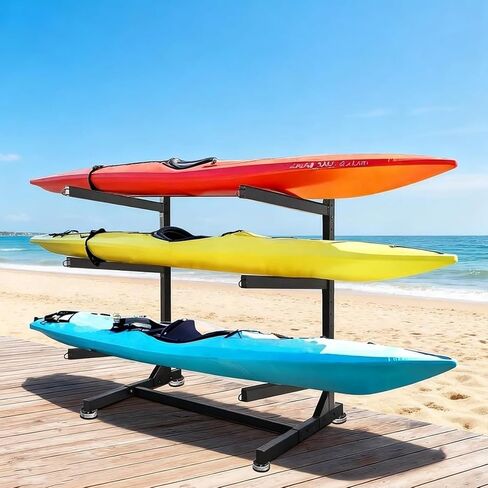 Canoe Storage Rack, Heavy Duty Adjustable 3-Tier Stand for Garage, Dock, Shed and Outdoor Use,Versatile Storage for Canoes in Kuwait