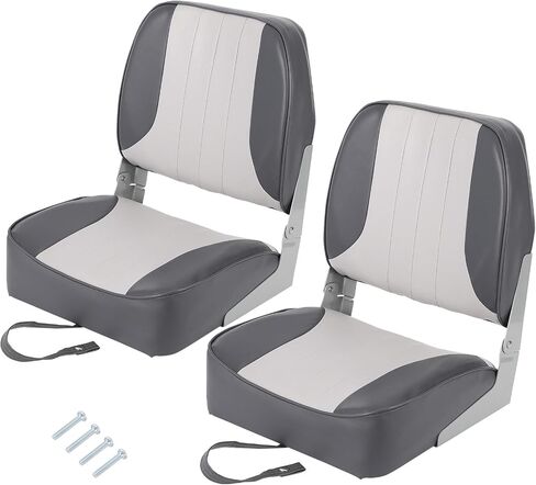 2 Pack Folding Low Back Boat Seats, Fishing Boat Seat, with Thick Sponge Padding, Hinges, Fold-Down Design & Camo Finish, for Speedboat Canoe Sightseeing Vessels, Dark Green in Saudi Arabia