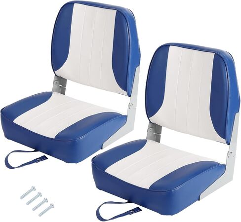 2 Pack Folding Low Back Boat Seats, Fishing Boat Seat, with Thick Sponge Padding, Hinges, Fold-Down Design & Camo Finish, for Speedboat Canoe Sightseeing Vessels, Dark Green in Saudi Arabia