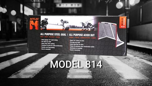 Mylec Steel Junior Hockey Goal 52" x 43" with Sleeve Net System + 6-Pack No-Bounce Street Hockey Balls, Durable Indoor/Outdoor Net for Roller & Street Hockey Training in Kuwait