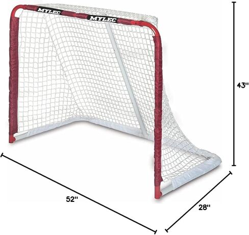 Mylec Steel Junior Hockey Goal 52" x 43" with Sleeve Net System + 6-Pack No-Bounce Street Hockey Balls, Durable Indoor/Outdoor Net for Roller & Street Hockey Training in Kuwait
