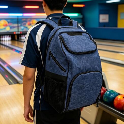 Fockety Bowling Backpack, Oxford Single Bowling Ball Bag with Shoe Compartment, Multiple Pockets and Foam Pad, Large Capacity Bag for Sports, Camping, Hiking and Outdoor in Kuwait
