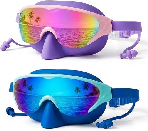 Zoomsnail Kids Swim Goggles with Nose Cover, Leakproof Anti-fog UV Lens Toddlers Swimming Goggles for Kids 3-15 Boys & Girls in Kuwait
