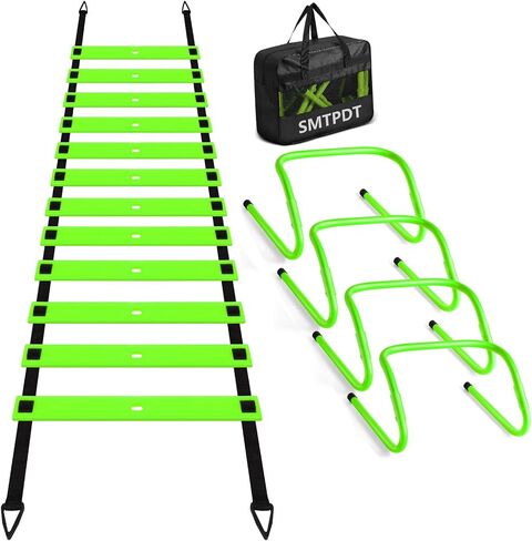 Agility Ladder,Soccer Training Equipment Set,20ft Speed Ladder,4 Agility Hurdles,Football Basketball Training Equipment,Football Accessories for Kids Youth Adults | Footwork, Speed & Agility Training in Kuwait