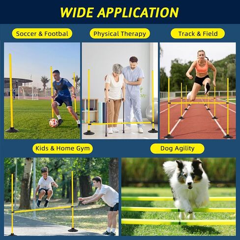 4FT Agility Hurdles 4PCS, Adjustable Sports Speed Hurdles with Rubber Base, Agility Poles for Soccer Football Track & Field, Agility Training Equipment for Kids Athletes Physical Therapy in Kuwait