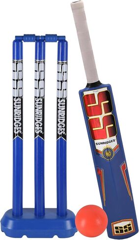 SS My First Swing Cricket Kit – Complete Starter Set with Size 1 Bat, 3 Plastic Stumps, Base, Bails & 1 Ball (Available in Blue & Yellow) in Saudi Arabia