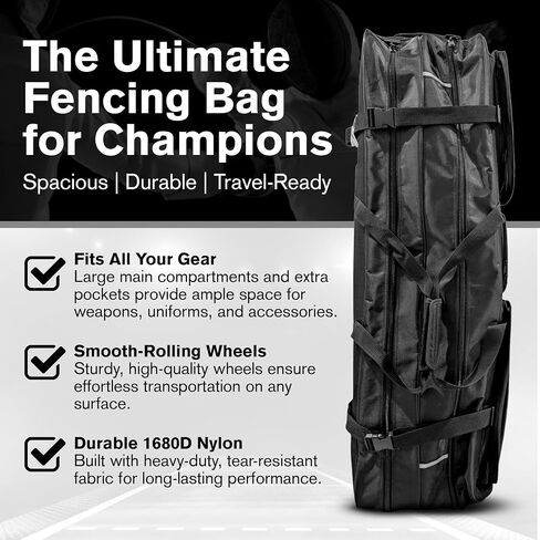 Two Compartment Fencing Bag, Wheeled Sports Bag for Foil Epee & Saber, Competition Roll Bag, Competition Team Bag Adjustable Compartments in Kuwait