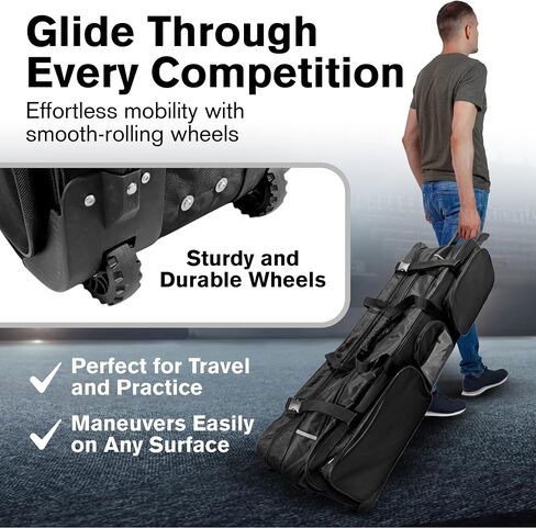 Two Compartment Fencing Bag, Wheeled Sports Bag for Foil Epee & Saber, Competition Roll Bag, Competition Team Bag Adjustable Compartments in Kuwait