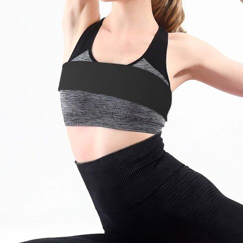 Breast Compression Band Breathable Chest Belt Adjustable Elastic Sports Strap Shockproof Band Cotton Spandex Comfortable Material Suitable for, Black M in Kuwait