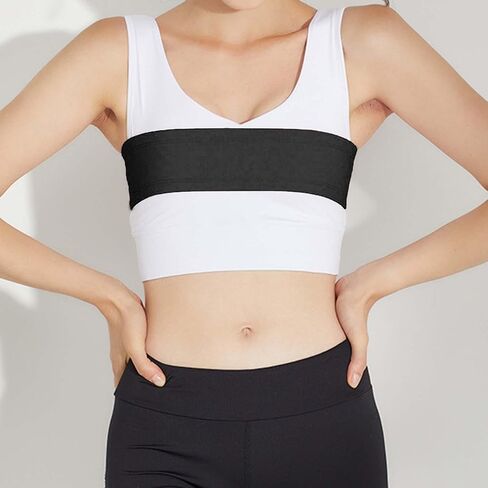 Breast Compression Band Breathable Chest Belt Adjustable Elastic Sports Strap Shockproof Band Cotton Spandex Comfortable Material Suitable for, Black M in Kuwait