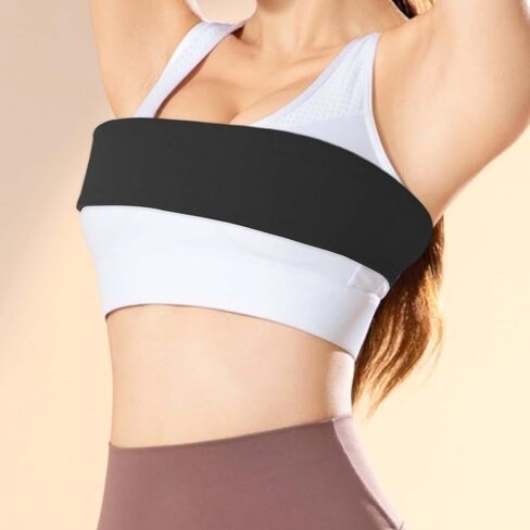 Breast Compression Band Breathable Chest Belt Adjustable Elastic Sports Strap Shockproof Band Cotton Spandex Comfortable Material Suitable for, Black M in Kuwait