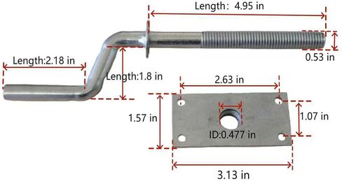 Replacement Snowmobile Trailer 1/2 in Tie Down Bolt TDB-1211 Crank Plate CRP-1212 Fits Snowmobile Trailer Tie the Rod TDB-1210 in Kuwait