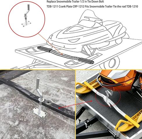 Replacement Snowmobile Trailer 1/2 in Tie Down Bolt TDB-1211 Crank Plate CRP-1212 Fits Snowmobile Trailer Tie the Rod TDB-1210 in Kuwait