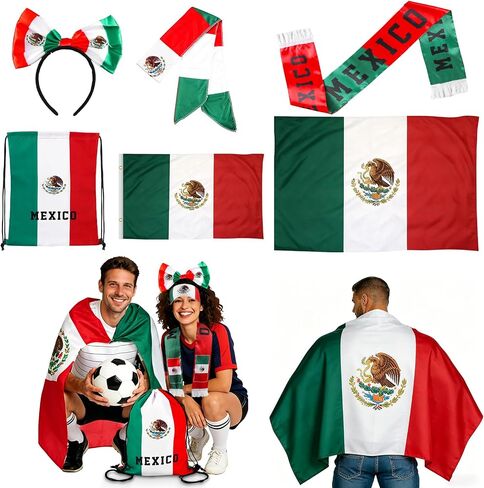 2026 Soccer Fan Game Day Accessory Set, National Team Flag, Cape Cloak, Headband, Scarf, Hair Hoop, Drawstring Bag, Sports in Kuwait