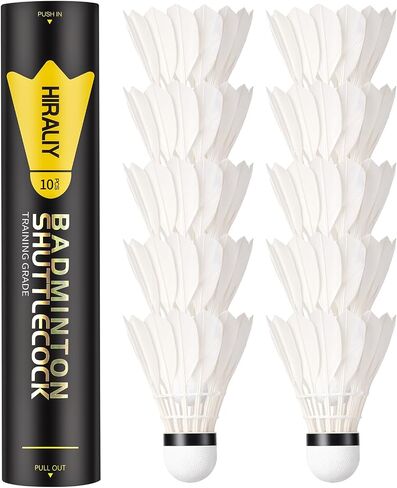 HIRALIY 4/10 Pack Goose Feather Badminton Shuttlecocks, Feather Badminton Birdies with Composite Cork Head, Stable Flight Badminton Balls for Indoor Outdoor Practic, Backyard Games and Clubs in Kuwait