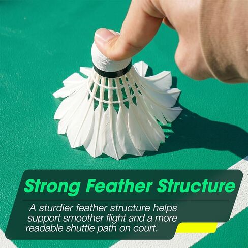 HIRALIY 4/10 Pack Goose Feather Badminton Shuttlecocks, Feather Badminton Birdies with Composite Cork Head, Stable Flight Badminton Balls for Indoor Outdoor Practic, Backyard Games and Clubs in Kuwait