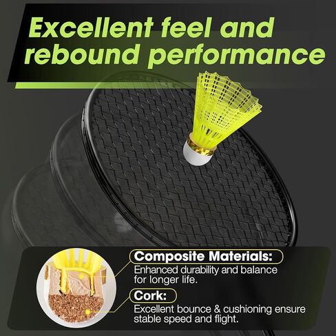 AboveGenius Badminton Birdies Nylon 12/36 PCS, Neon Yellow Badminton Shuttlecocks with Composite Cork Head, Speed 77 Wind Resistant Birdies for Outdoor Backyard Family Games, School PE & Club Training in Kuwait