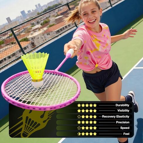 AboveGenius Badminton Birdies Nylon 12/36 PCS, Neon Yellow Badminton Shuttlecocks with Composite Cork Head, Speed 77 Wind Resistant Birdies for Outdoor Backyard Family Games, School PE & Club Training in Kuwait