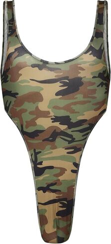 QiaTi Men’s Camouflage Bodysuit Thong Sleeveless Wrestling Singlet with Deep U-Back Stretchy Jockstrap Leotard for Men Daily in Kuwait