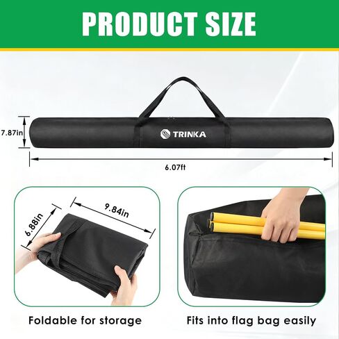 Portable Corner Flag Storage Bag, 6.07ft x 7.87in Flag Pole Carry Bag with Full-Length Dual Zipper and Sturdy Handles, 800D Oxford Fabric Storage Bags for Corner Flags Agility Poles Color Guard Flags in Kuwait