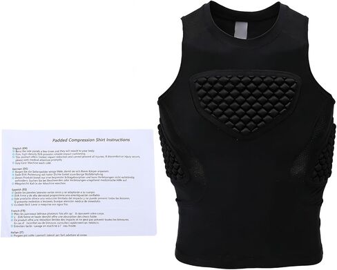 Vikye Padded Compression Shirt, Sleeveless Baseball Chest Protector Sternum Heart Guard with EVA Foam Padding, for Youth Adult Football Lacrosse in Kuwait