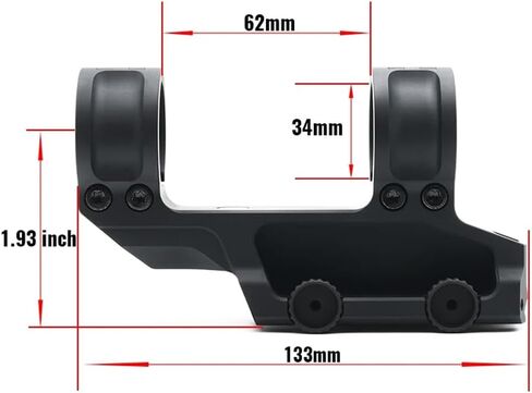 34mm Scope Rings Cantilever Riflescope Mount SR/LP/07，1.93" Centerline Height，One-Piece LPVO Base，0 MOA Offset with 2in Overhang，Fit Picatinny 20mm Rail，6068 AL，for Airsoft Optics Sight，Black in Kuwait