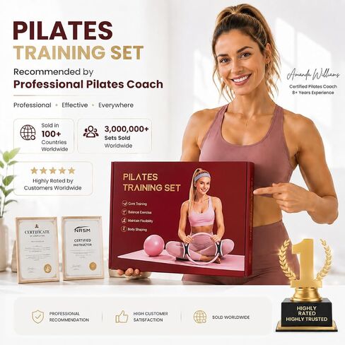 Chobokiang Pilates Kit for Women, Home Workout Equipment Set with Ring, Ball, Resistance Bands, Core Sliders & Ankle/Wrist Weights, Pilates Essentials Kit for Full Body Sculpt, Fat Burn & Beginners in Saudi Arabia