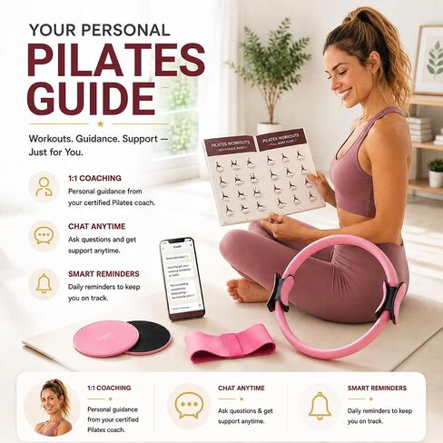 Chobokiang Pilates Kit for Women, Home Workout Equipment Set with Ring, Ball, Resistance Bands, Core Sliders & Ankle/Wrist Weights, Pilates Essentials Kit for Full Body Sculpt, Fat Burn & Beginners in Saudi Arabia