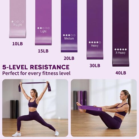 Hoikwo Purple TPE Pilates Kit for Home Workout, Complete Set with Pilates Ring, Resistance Bands, Yoga Ball, TPE Bands, TPR Massage Ball, Sliders, Along with an 8-Shape Band and Non-Slip Socks in Kuwait