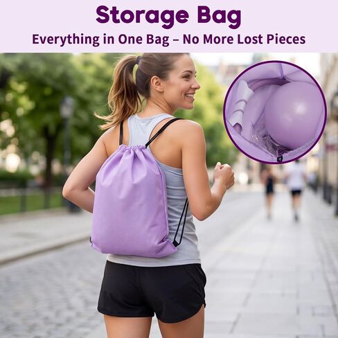 Hoikwo Purple TPE Pilates Kit for Home Workout, Complete Set with Pilates Ring, Resistance Bands, Yoga Ball, TPE Bands, TPR Massage Ball, Sliders, Along with an 8-Shape Band and Non-Slip Socks in Kuwait
