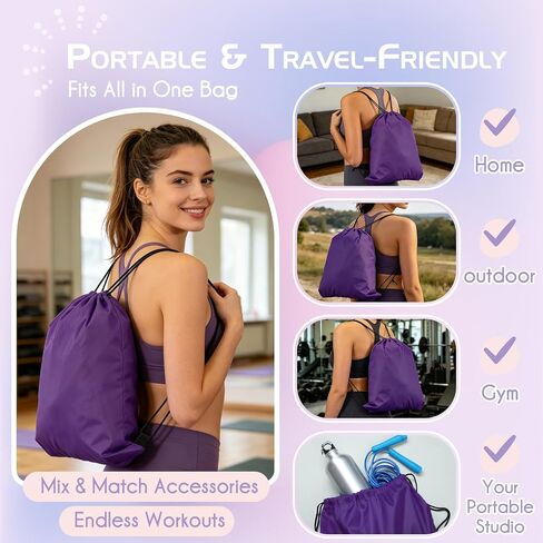 Pilates Kit for Women, 13-Piece Home Pilates Set with Ring, Mini Ball, Resistance Bands, Adjustable Ankle Weights, Socks & Bag for Full Body Workout in Kuwait