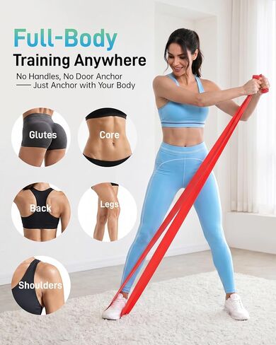 Renoj Pilates Flexbands، مجموعة مكونة من 5 أربطة مقاومة خالية من اللاتكس - أربطة تمرين للبيلاتيس واليوجا والتمدد والعلاج الطبيعي | معدات رياضية منزلية للنساء والرجال in Kuwait