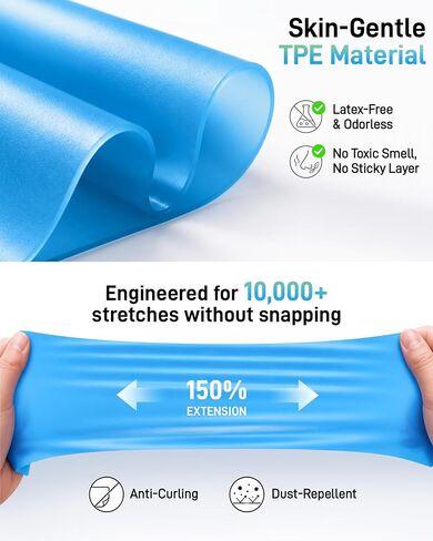 Renoj Pilates Flexbands، مجموعة مكونة من 5 أربطة مقاومة خالية من اللاتكس - أربطة تمرين للبيلاتيس واليوجا والتمدد والعلاج الطبيعي | معدات رياضية منزلية للنساء والرجال in Kuwait