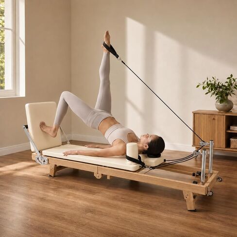 75" Foldable Pilates Reformer –90% Pre-Assembled Home Gym Women Men Workouts Bundle, Dual Resistance System (Springs + Latex), Jumpboard & Adjustable Foot Bar for All Levels in Kuwait